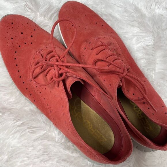 Cole Haan Zerogrand wingtip Oxford women's suede 8.5 B red orange - Picture 8 of 12